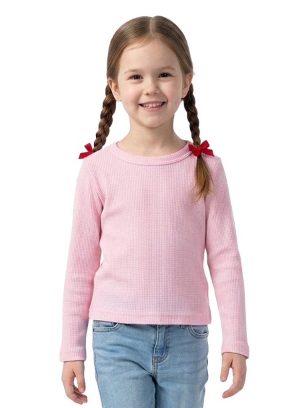 Pink thermal baby girl long sleeve shirt